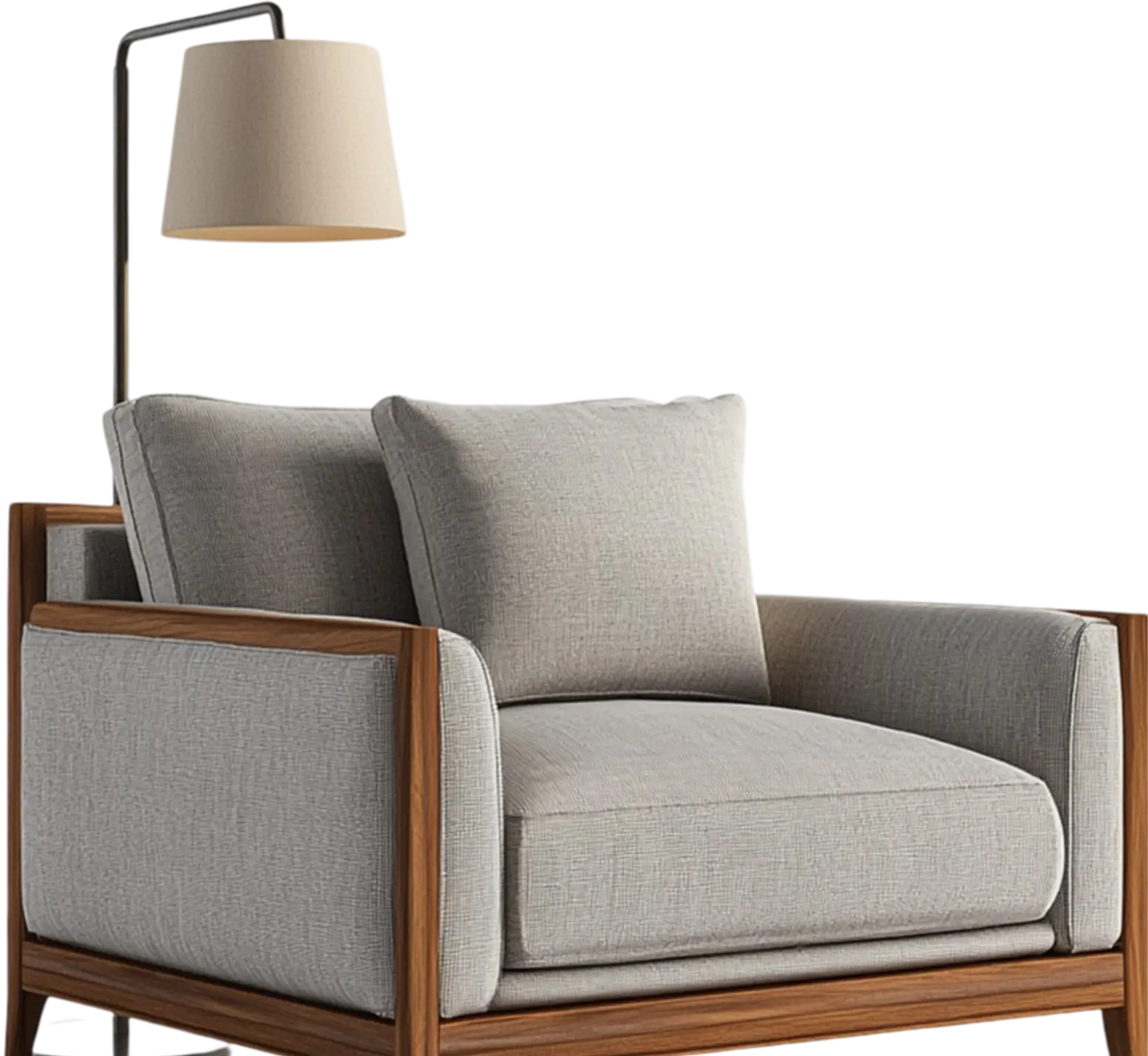 Modern armchair with wooden frame